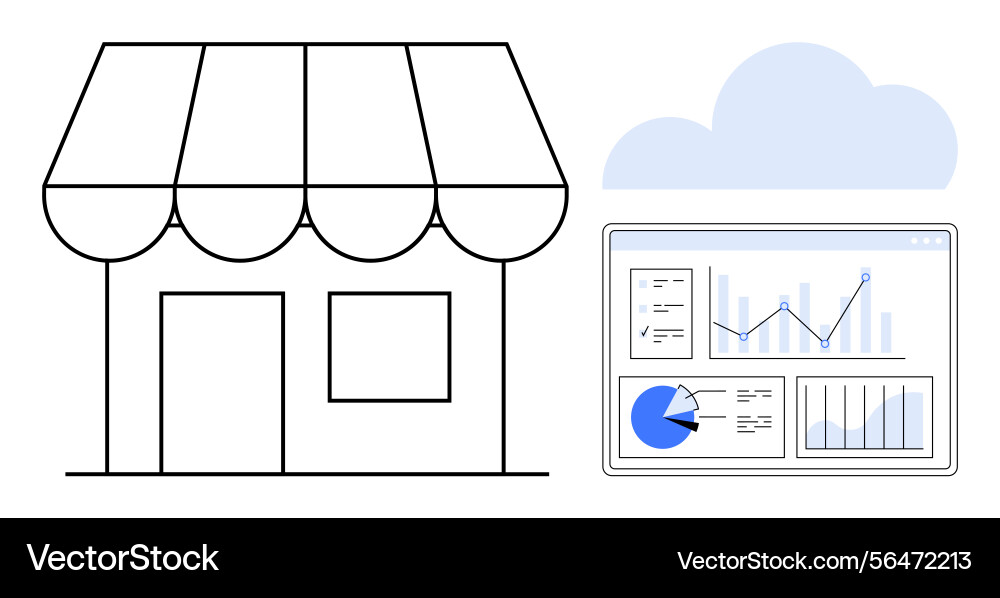 Small business with data dashboard and cloud Small business with data dashboard and cloud vector image