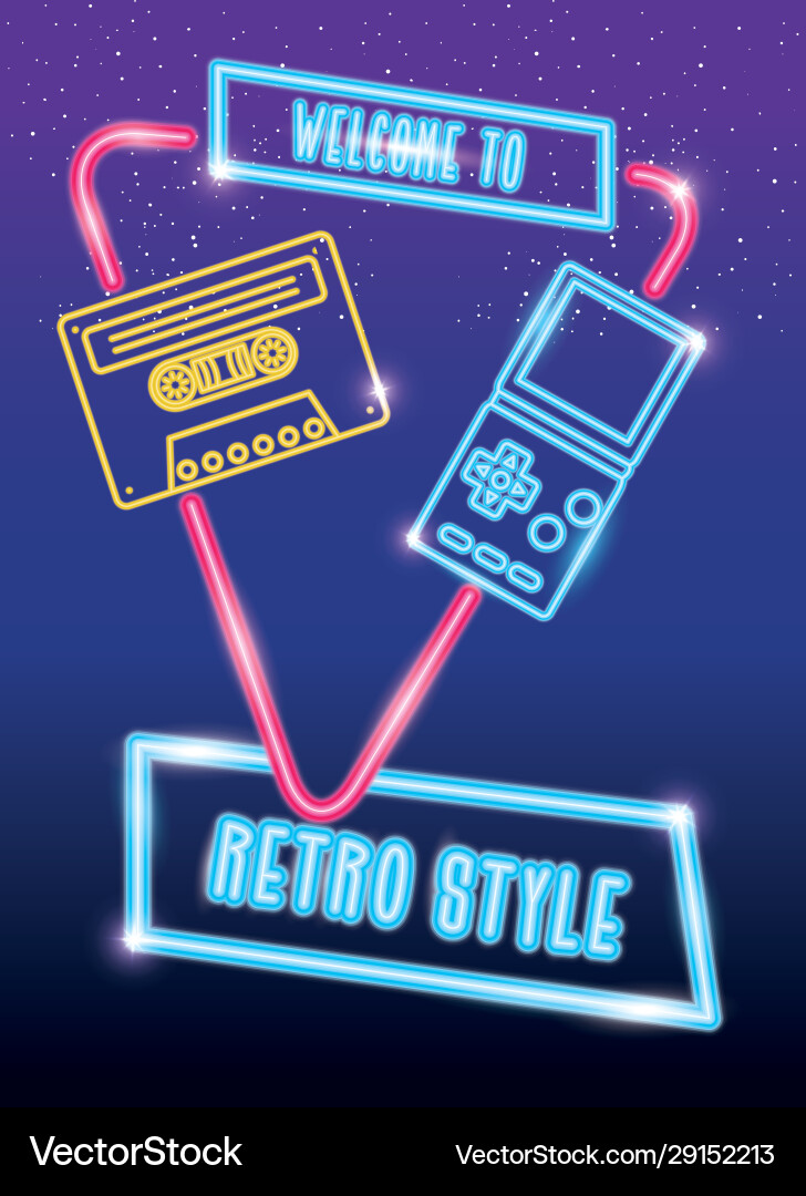 Video game handle with cassette nineties style Vector Image