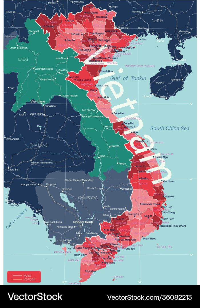 Vietnam Map - Detailed Editable Royalty Free Vector Image