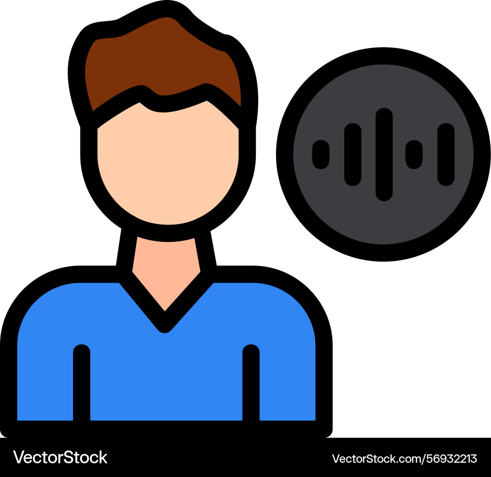Voice recognition line filled style icon design vector image