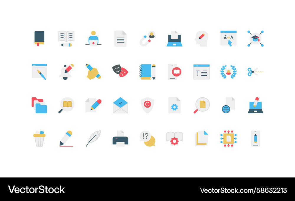 Writing & Editing Icon Set Vector Image