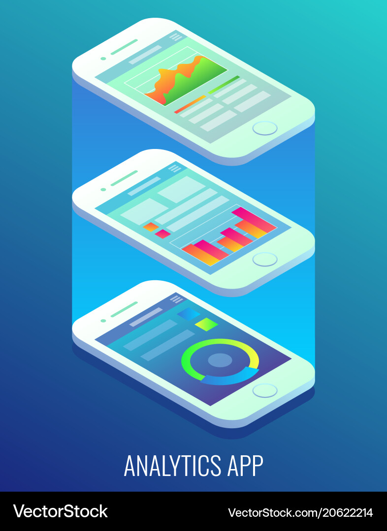 Analytics App Isometric Chart Vector Image