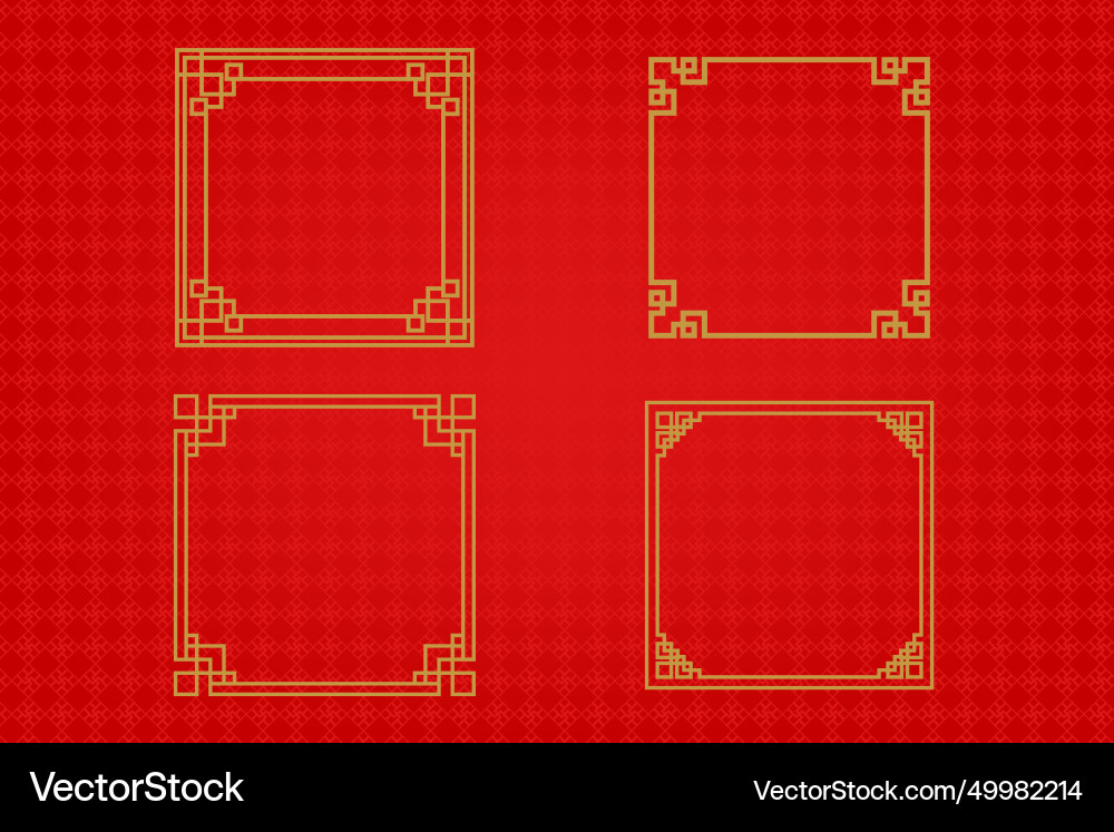 Chinese frame or border set on red background Vector Image