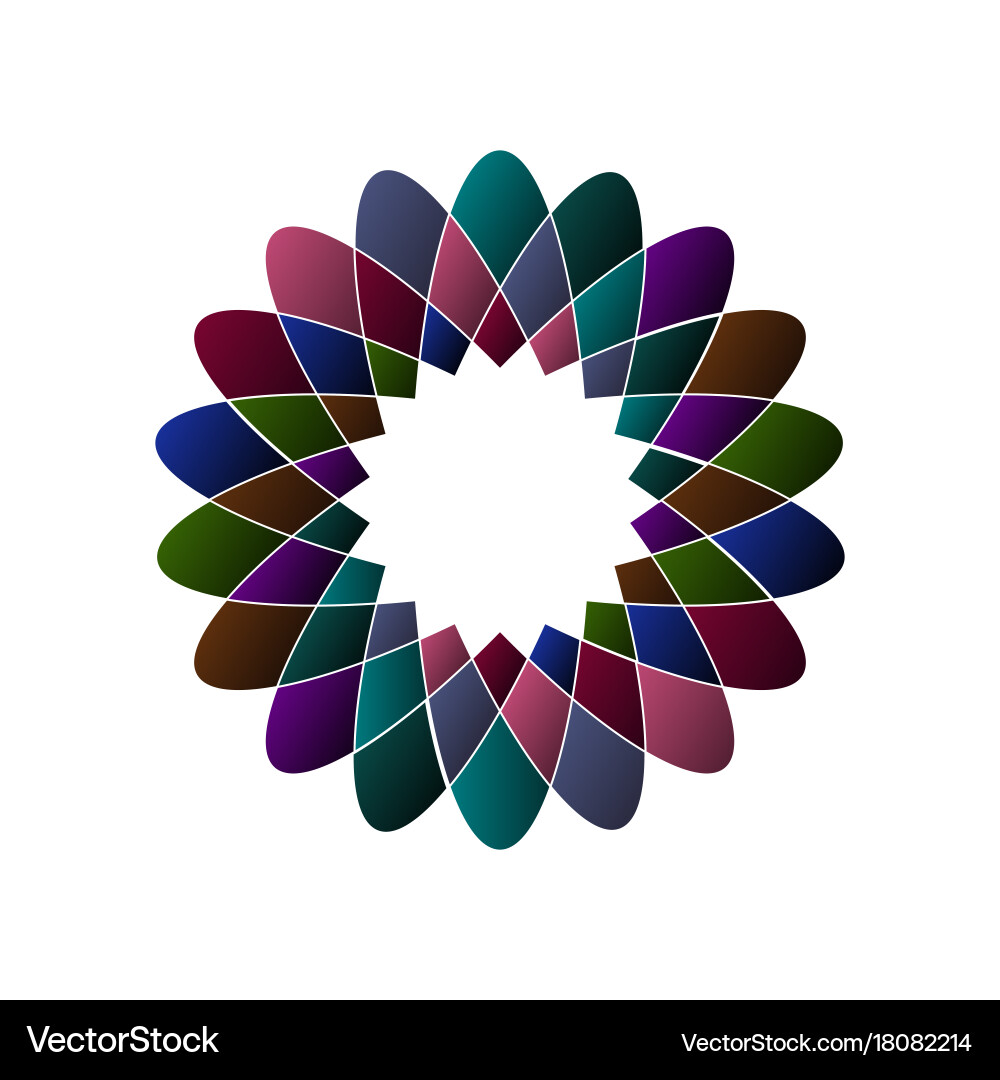 Circular multicolored pattern spirographic symbol vector image
