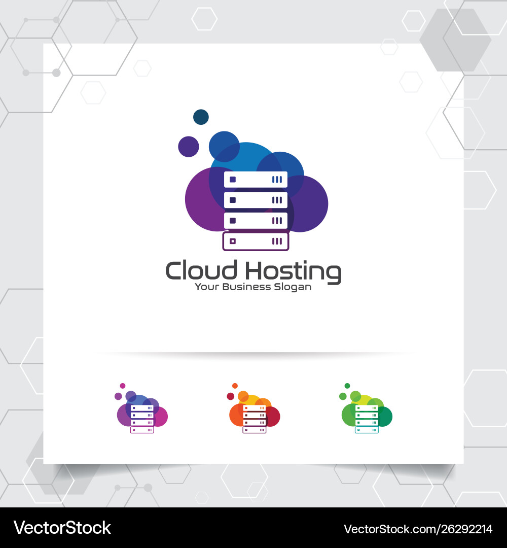 Cloud hosting logo design with concept server Cloud hosting logo design with concept server vector image