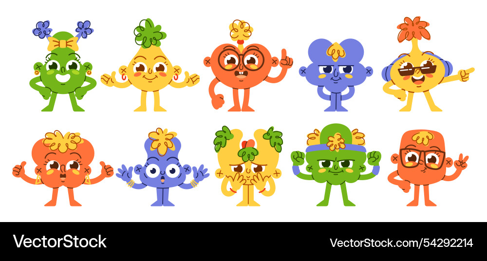 Cute childish weirdos characters with different Cute childish weirdos characters with different Vector Image