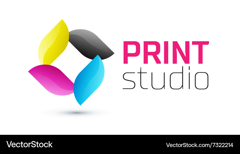 Cyan Magenta Yellow Print Studio Logo Royalty Free Vector
