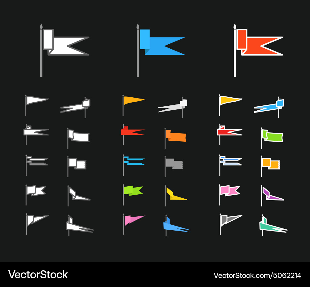 Different medieval color flag collection vector image