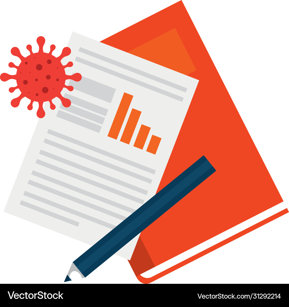 Documents with particle covid19 19 isolated icon Vector Image