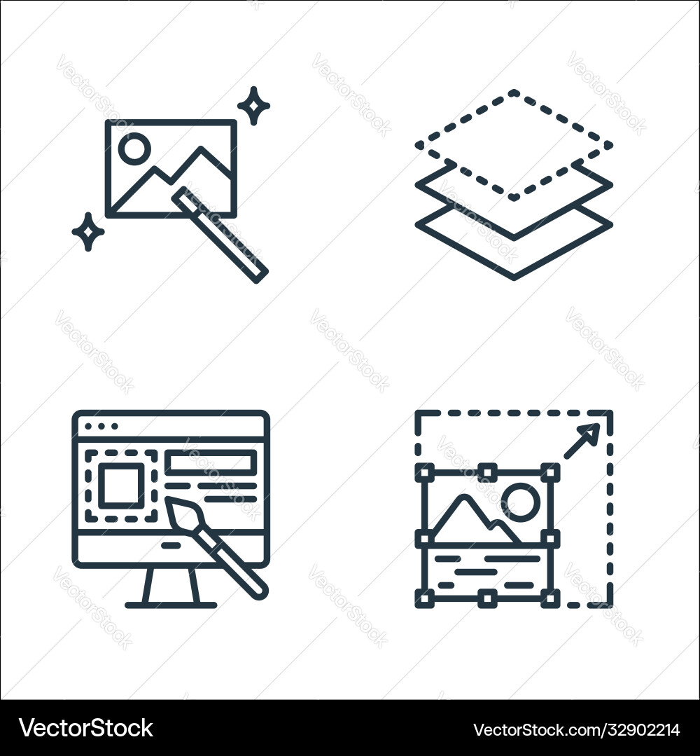 Graphic design line icons linear set quality Graphic design line icons linear set quality vector image