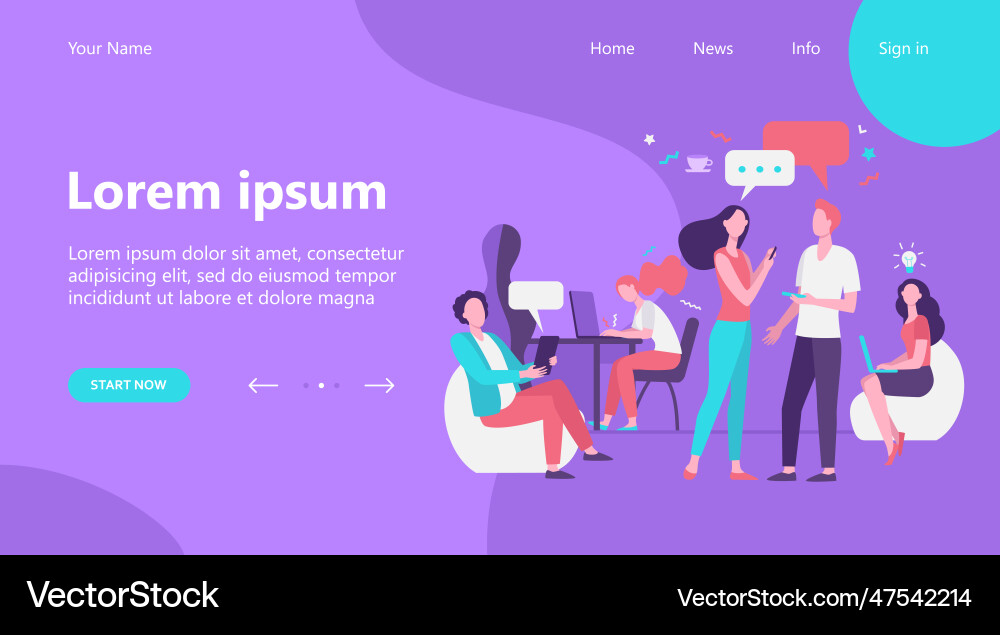 Hipster people talking and using computers in co Vector Image