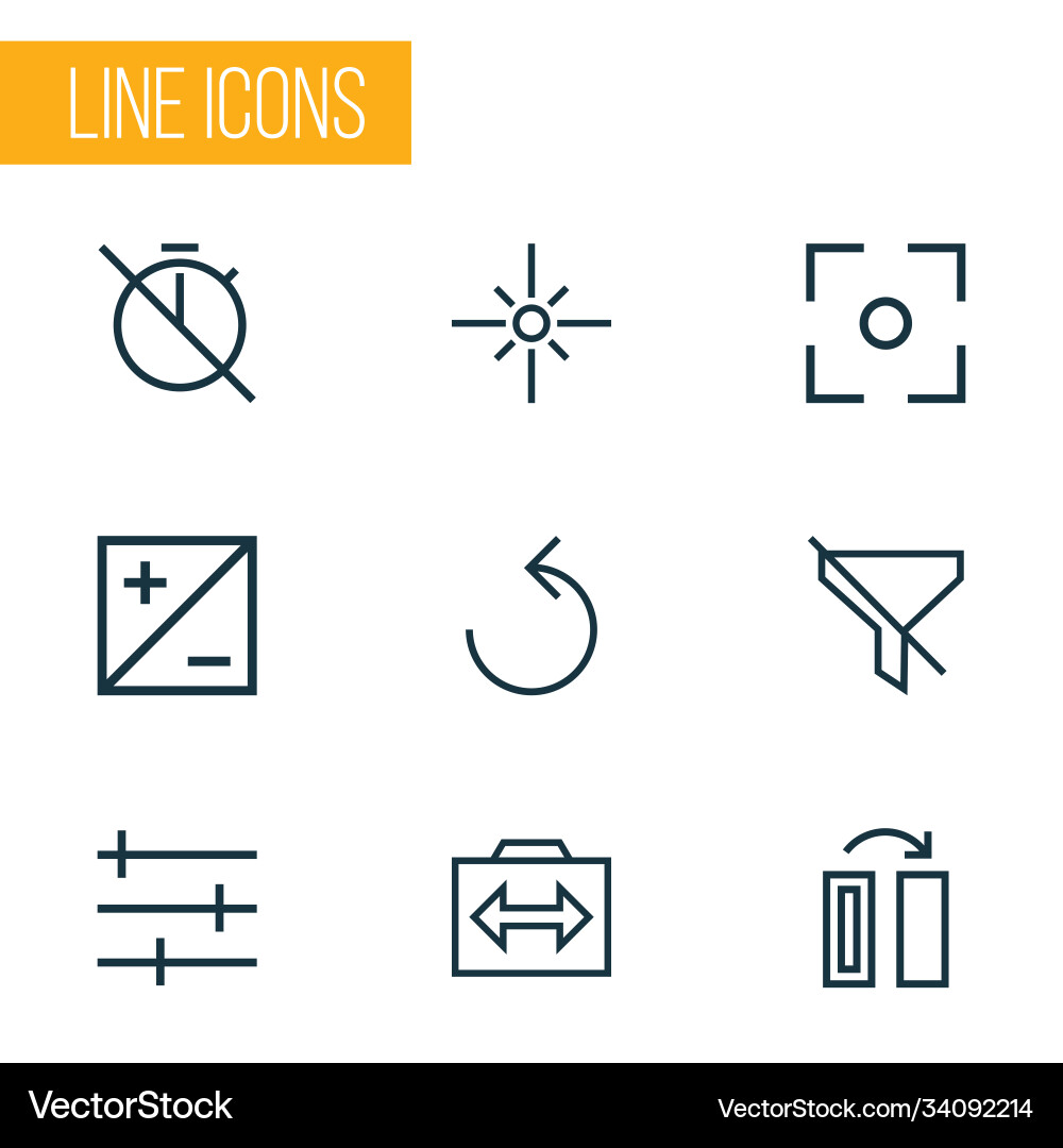 Image icons line style set with mode sparkle vector image