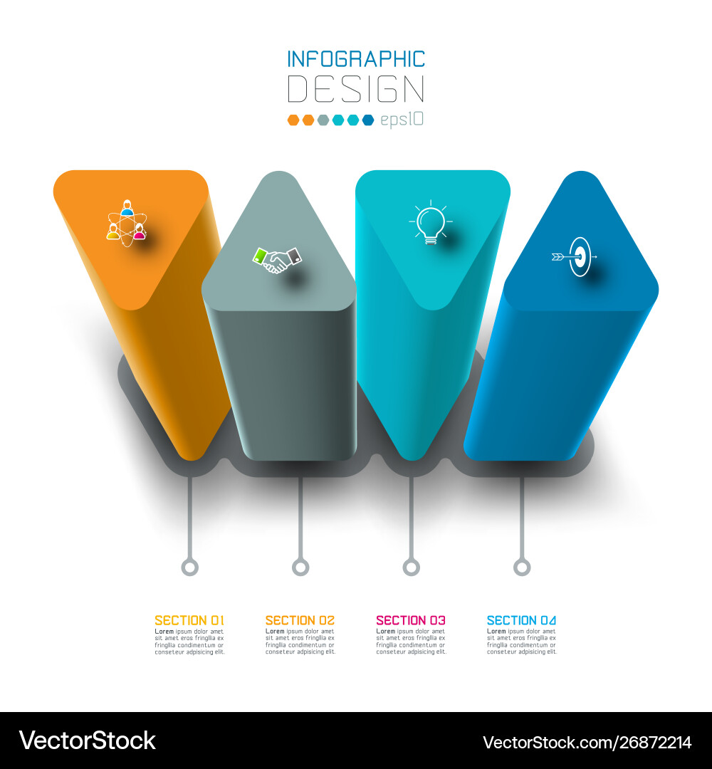 Infographic label design with triangle columns Vector Image