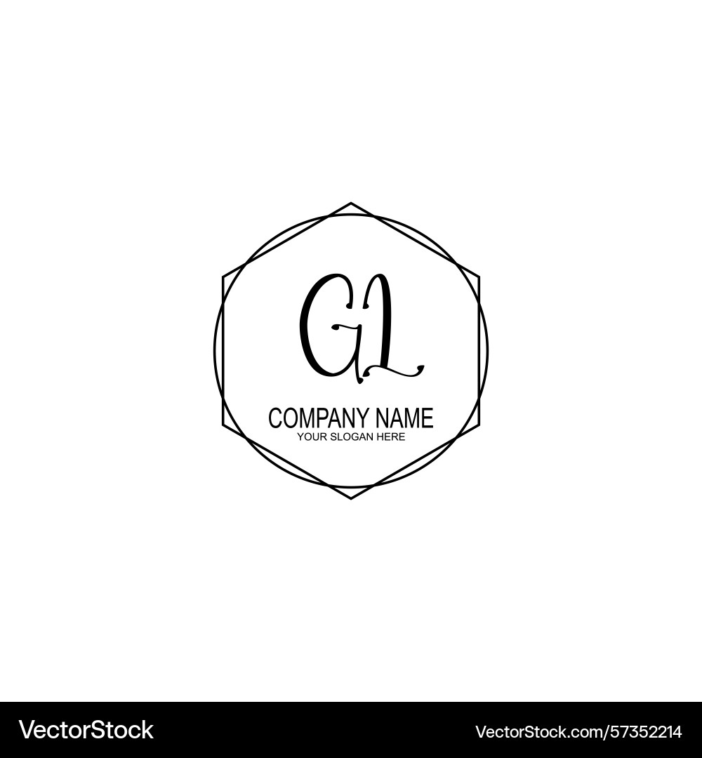 Minimalist handwritten gl initial logos with soft Vector Image