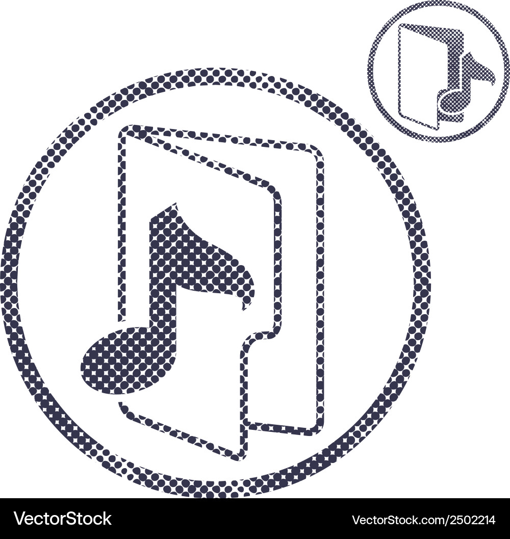 Music folder icon with halftone dots print texture Vector Image