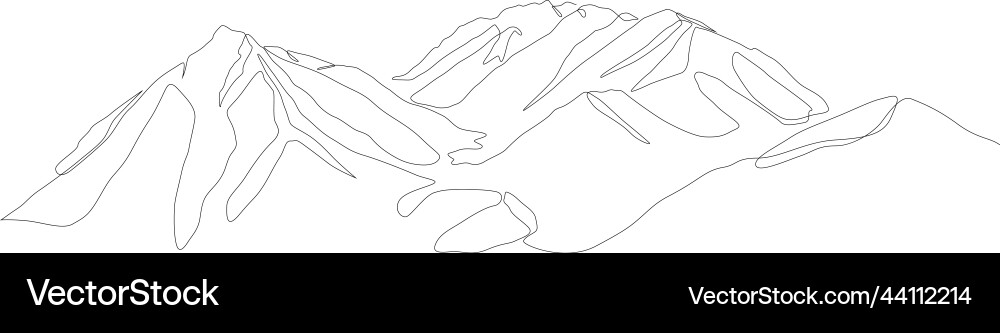 One continuous line drawing of mountain range Vector Image