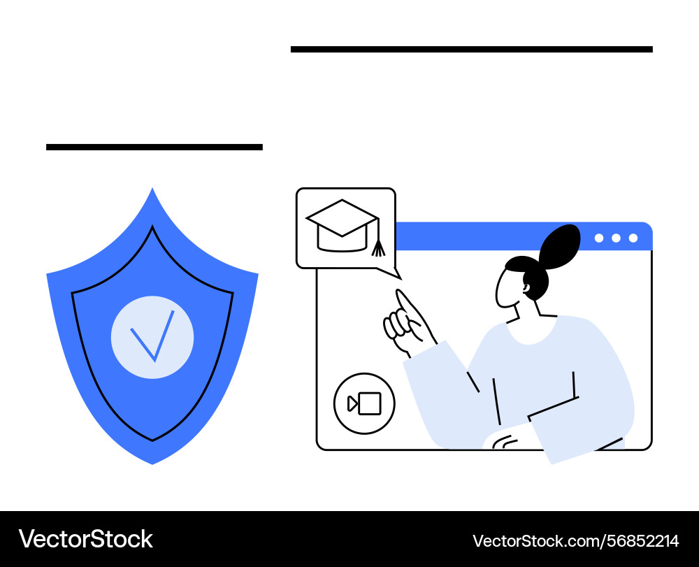 Online learning platform with security shield vector image