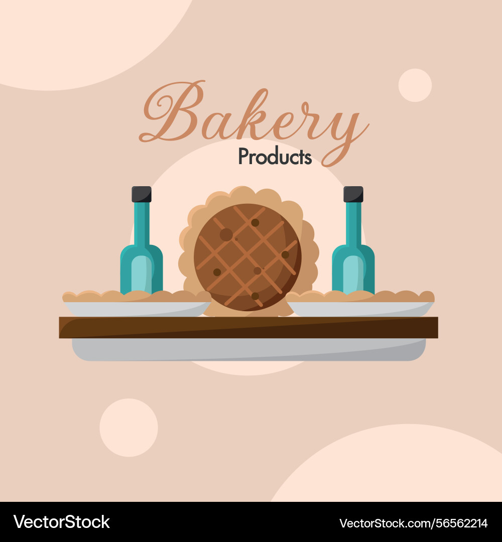 Pie with wine bottles Vector Image