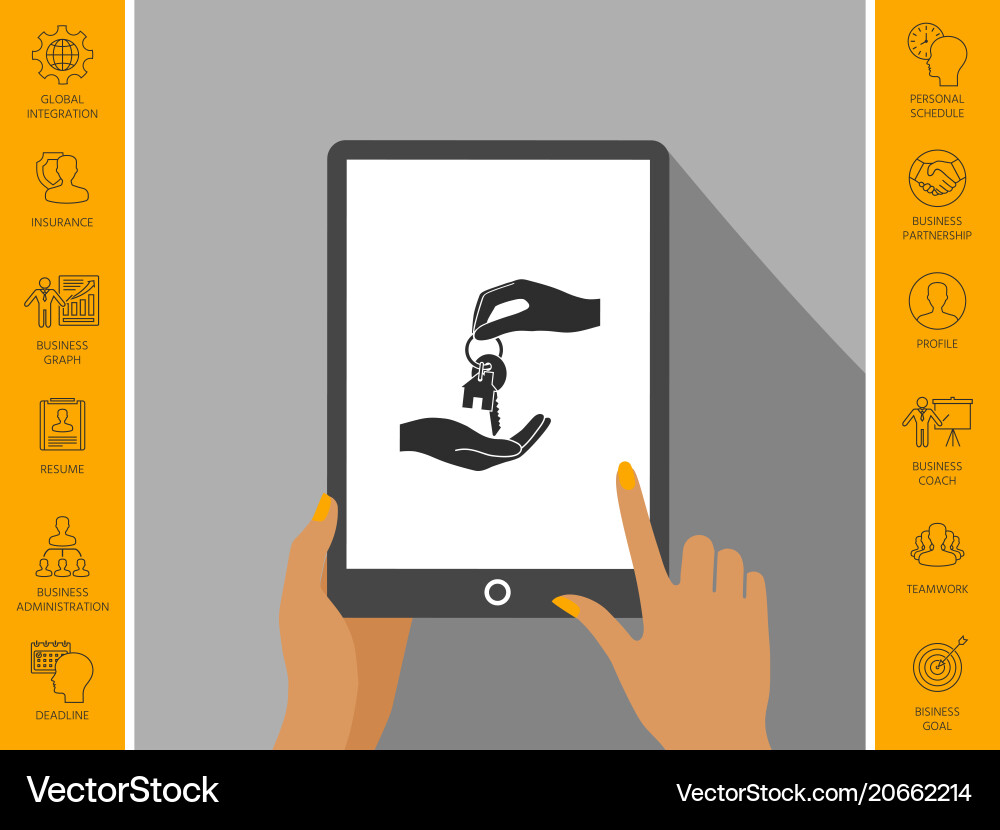 Receiving the key with keychain shaped like vector image