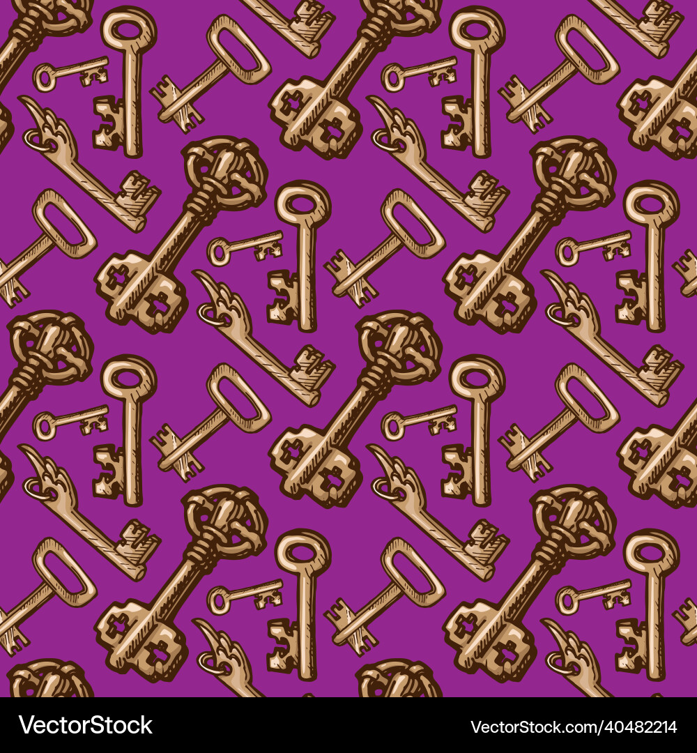Seamless pattern of keys hand drawn Vector Image
