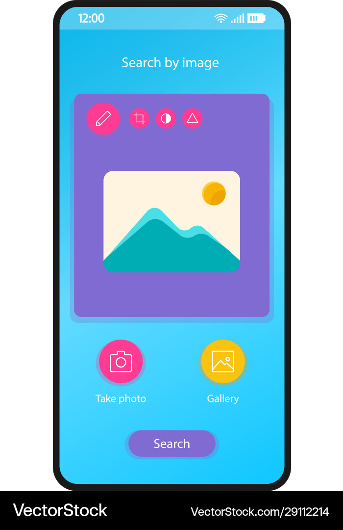 Search image app smartphone interface template Search image app smartphone interface template vector image