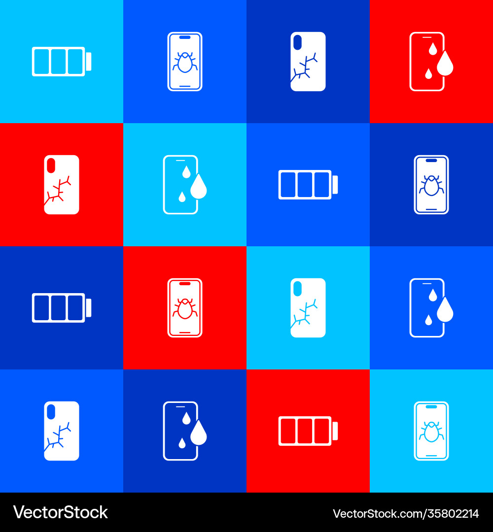 Set battery system bug on mobile Set battery system bug on mobile Vector Image