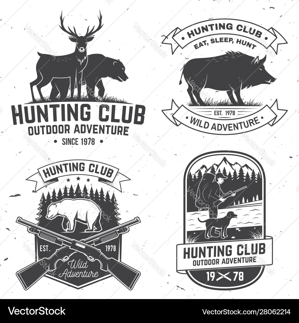 Set hunting club badge concept Set hunting club badge concept Vector Image