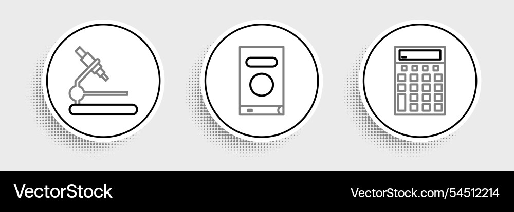 Set line calculator microscope and book icon Vector Image