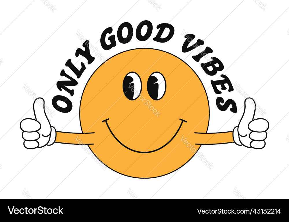 Smiling Emoji with Hands - Good Vibes vector image