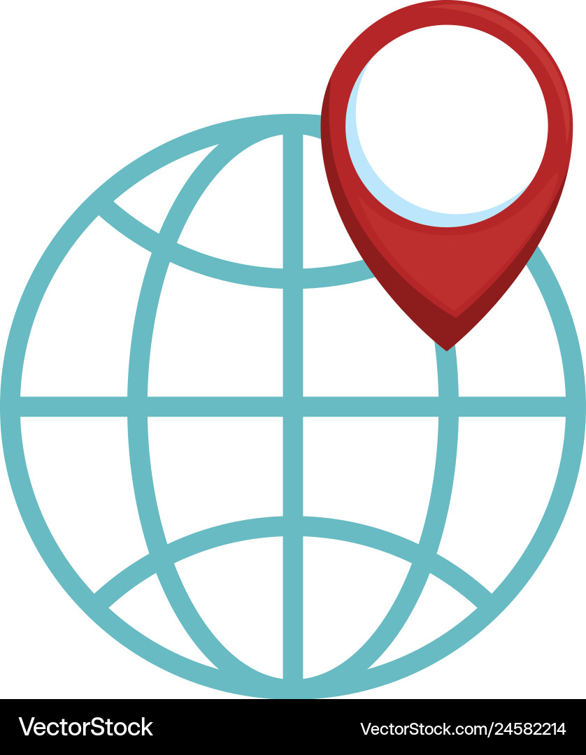 Sphere planet with pin pointer vector image