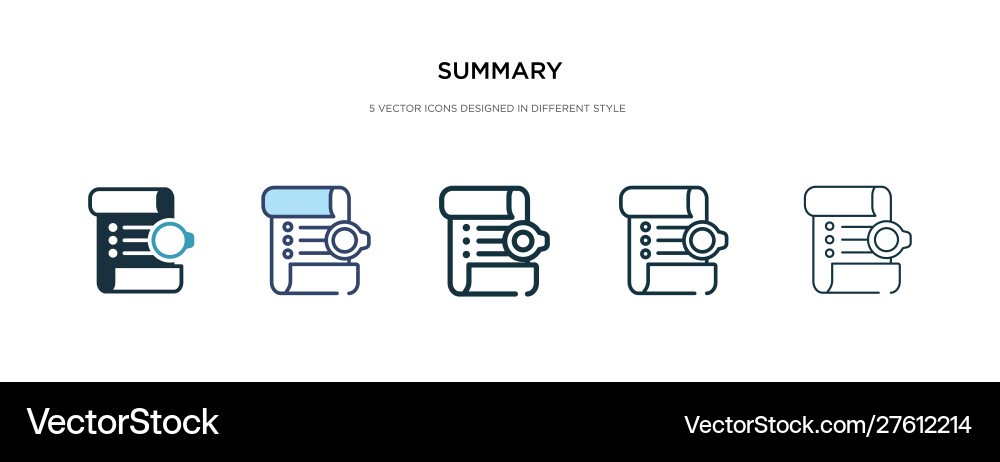 Summary icon in different style two colored Summary icon in different style two colored vector image