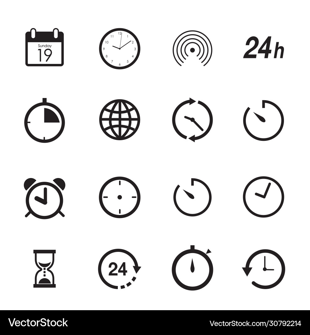 Time and clock flat icons button Time and clock flat icons button Vector Image