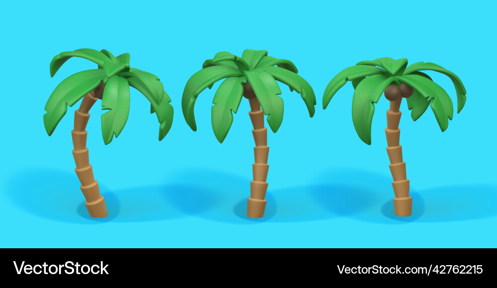 3d niedlich Cartoon tropische Palme realistisch 3d niedlich Cartoon tropische Palme realistisch vektorbild