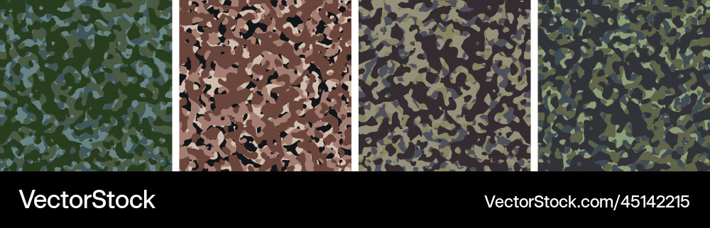 4 camouflage background set pattern design vector image
