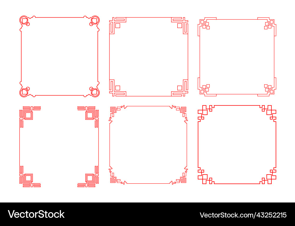 A set of abstract chinese frames A set of abstract chinese frames vector image