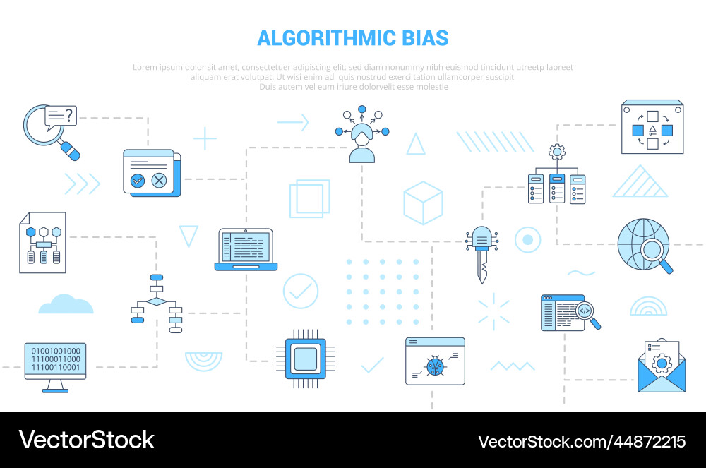 Algorithmic bias concept with icon set template Algorithmic bias concept with icon set template vector image