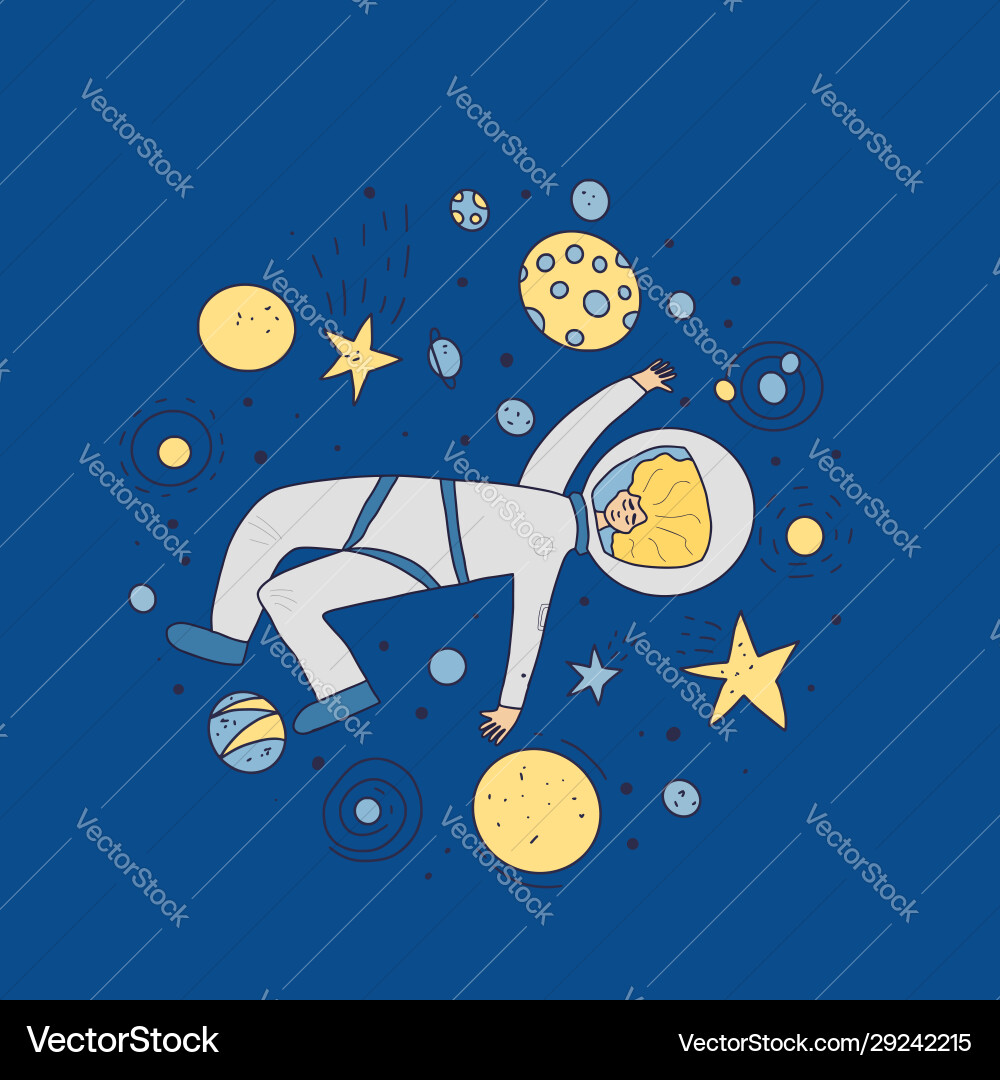 Astronaut in open space man floating universe Astronaut in open space man floating universe Vector Image