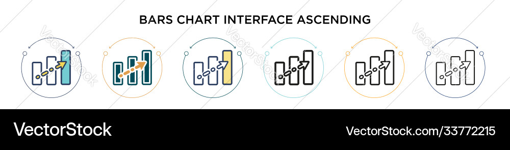 Bars chart interface ascending icon in filled vector image