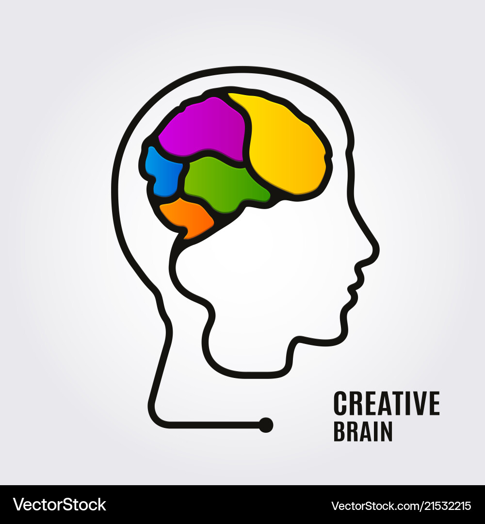 Creative concept one line forming human brain Vector Image