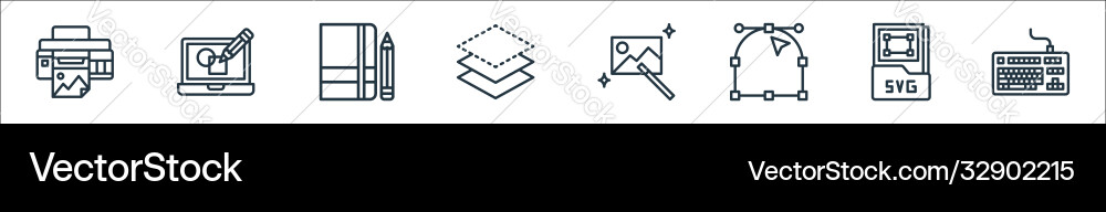 Graphic design line icons linear set quality Graphic design line icons linear set quality vector image