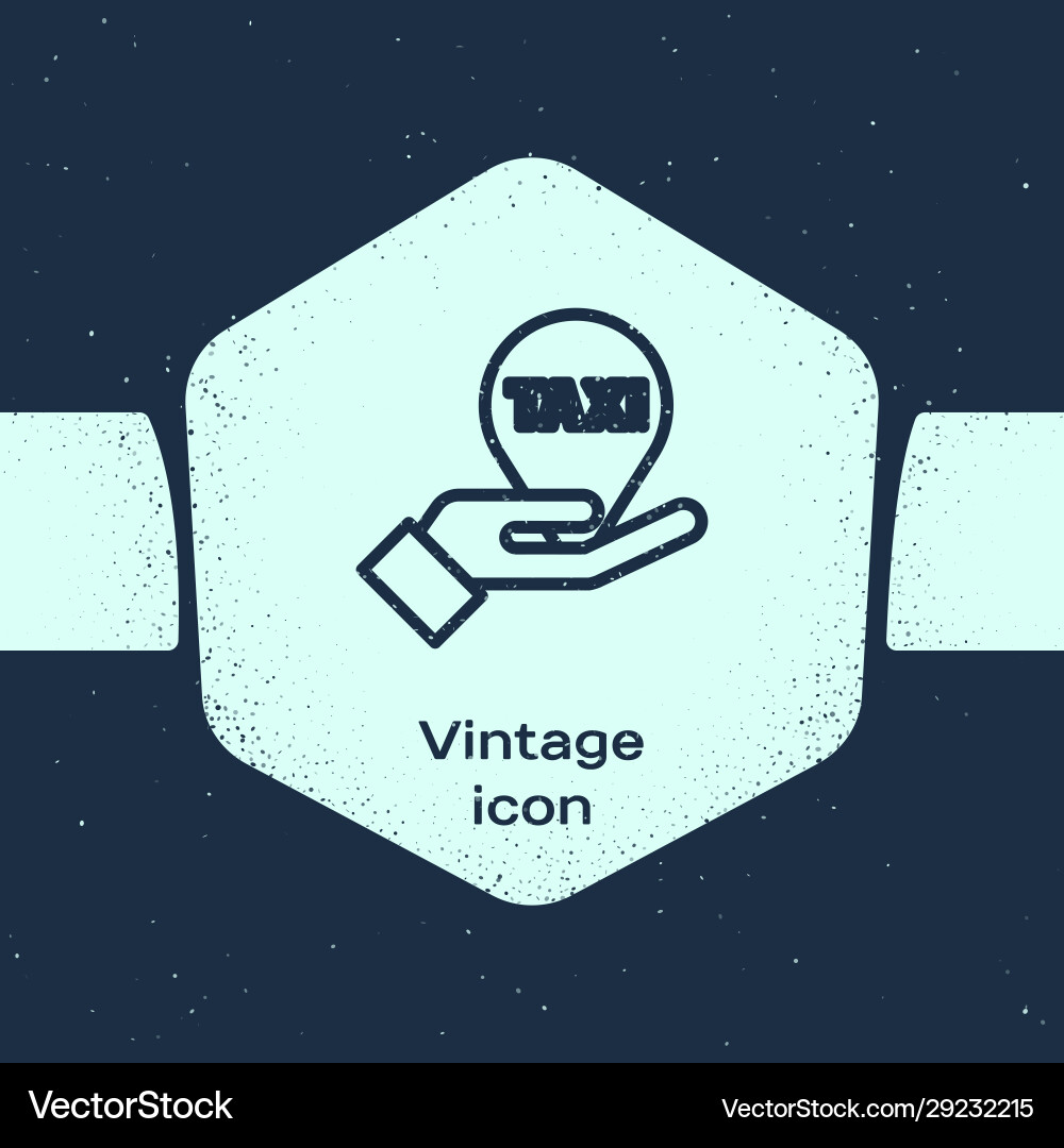 Grunge line hand on map pointer with taxi icon Grunge line hand on map pointer with taxi icon vector image