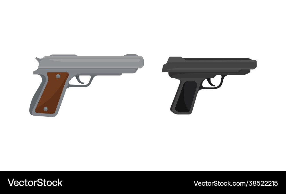 Handguns or pistol models with firing trigger Handguns or pistol models with firing trigger vector image