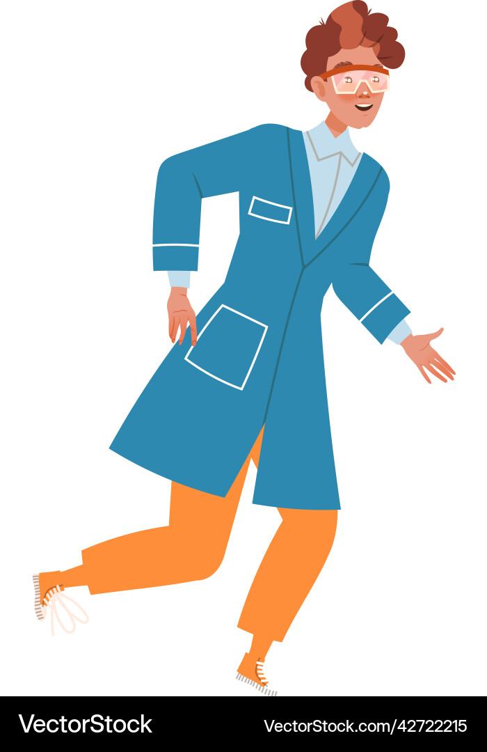 Man scientist in goggles running conducting Man scientist in goggles running conducting vector image