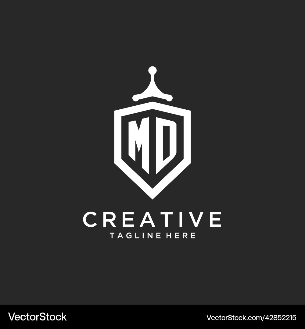 Md monogram logo initial with shield guard shape vector image
