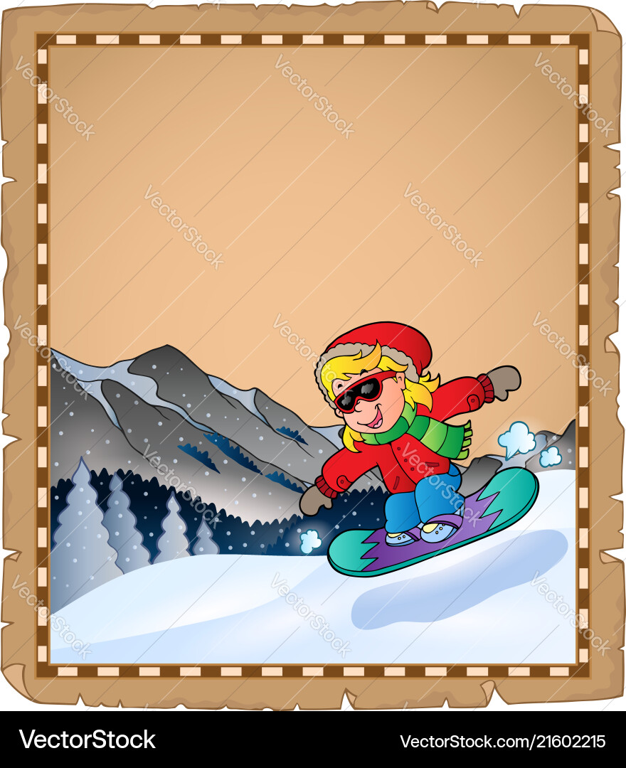 Parchment mit Wintersport Thema 2 Parchment mit Wintersport Thema 2 vektorbild