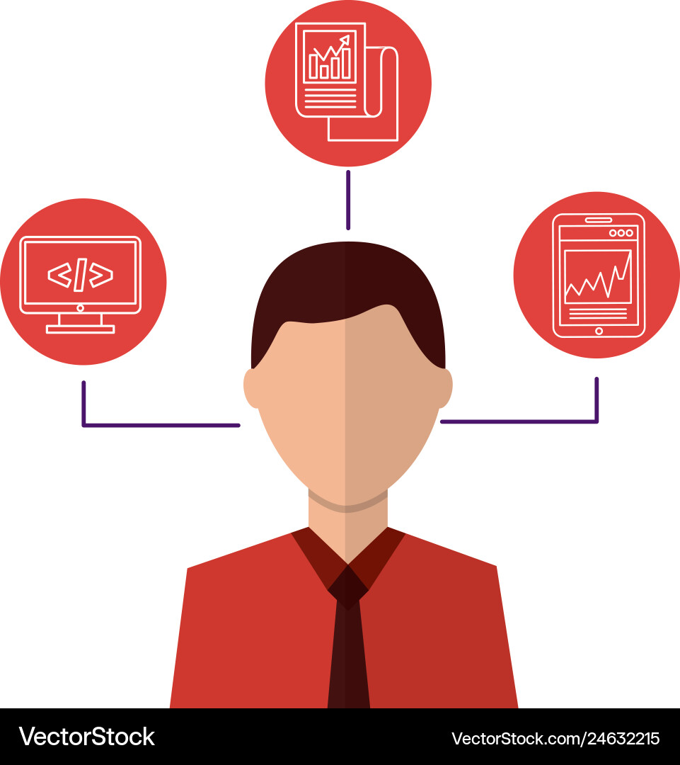 Portrait of man coding programmer Portrait of man coding programmer vector image