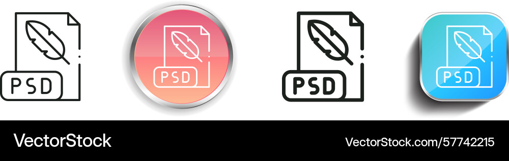Psd icon thin linear regular and button style Psd icon thin linear regular and button style vector image