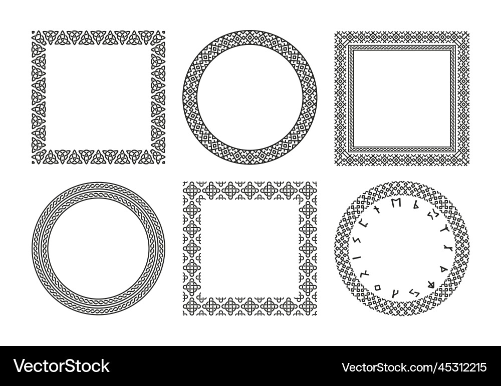 Scandinavian Rune Frames - Futhark Set vector image