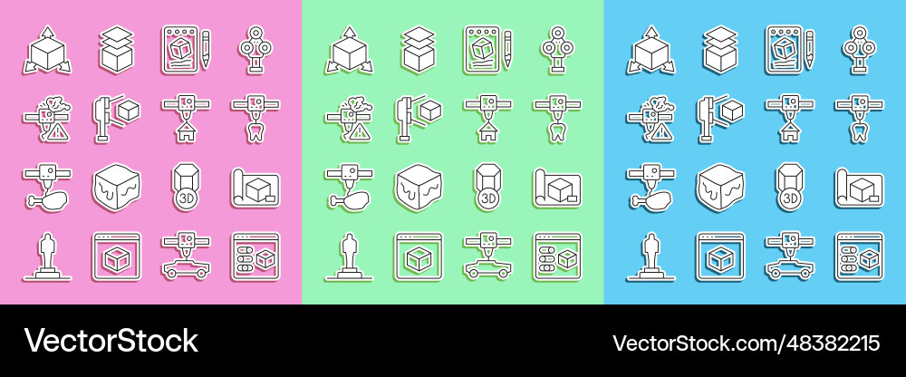 Set line 3d printer graphing paper Set line 3d printer graphing paper vector image
