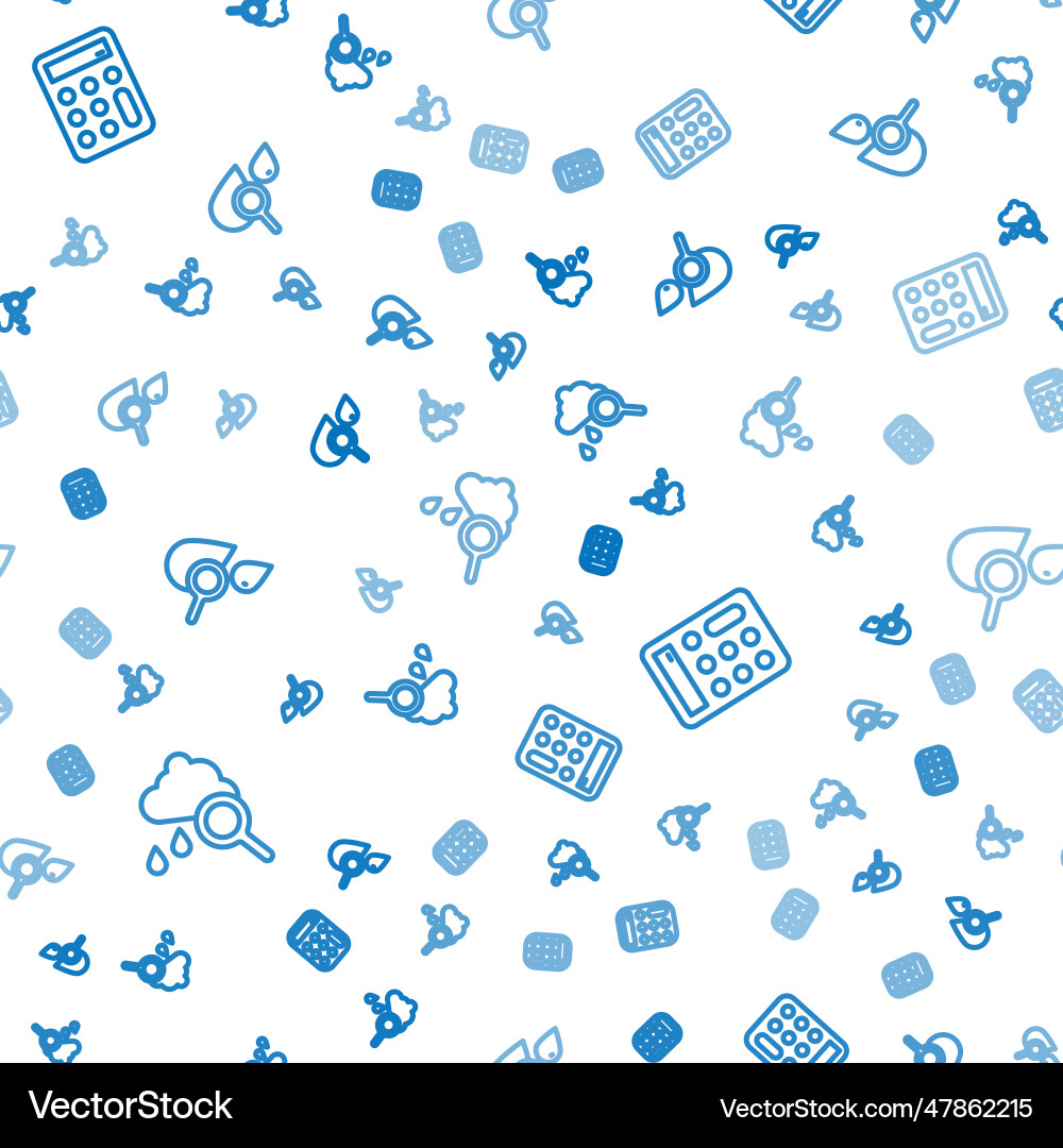 Set line cloud with rain calculator and drop vector image